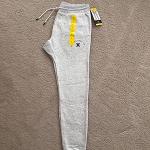 Men's Hurley Fleece Lined Tapered Leg Jogger Sweatpants Light Grey Size Medium